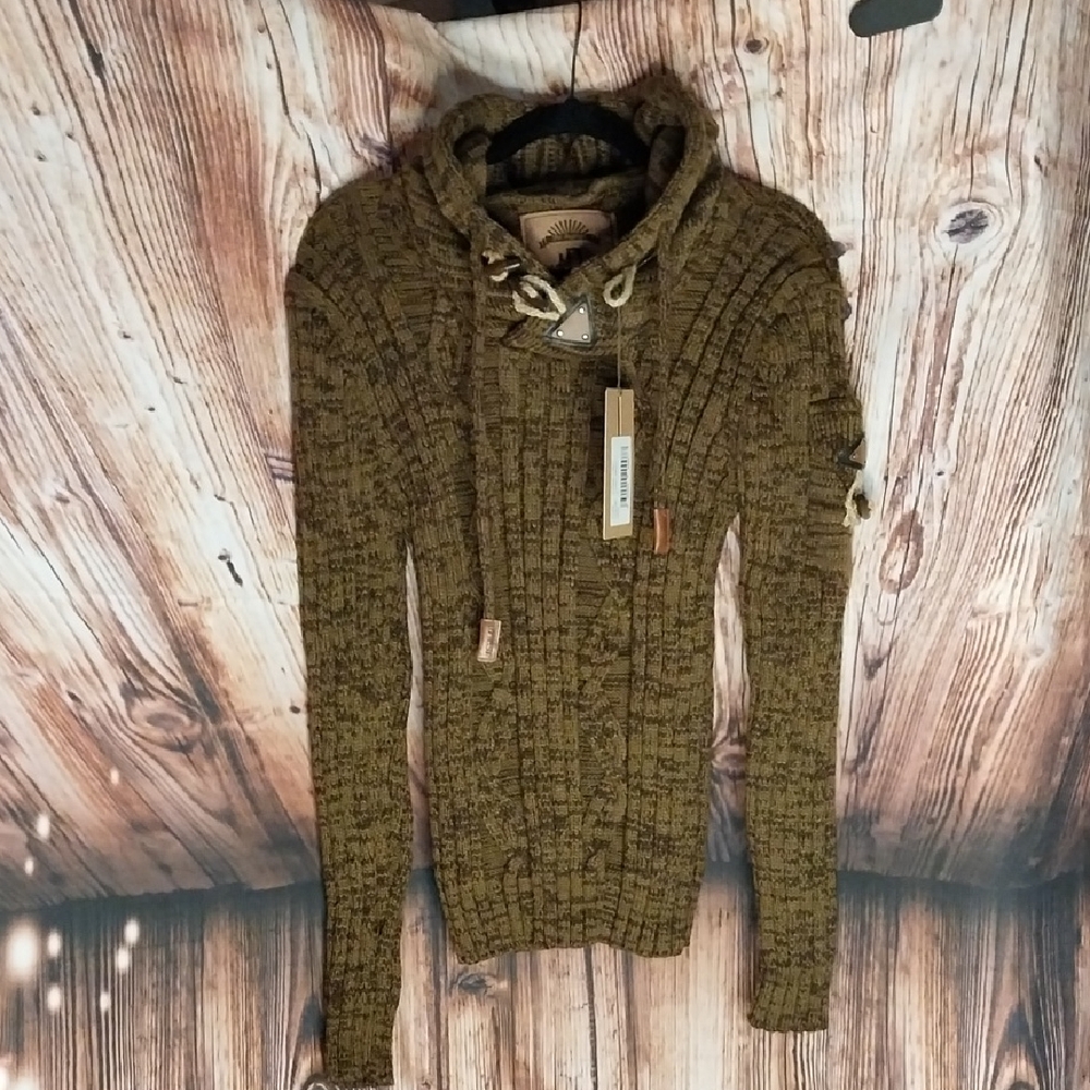 Leif Nelson men's knitted pullover slim hoodie